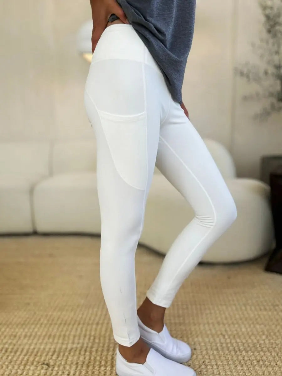 Wide Waistband Sports Leggings - Sleekdenim.com