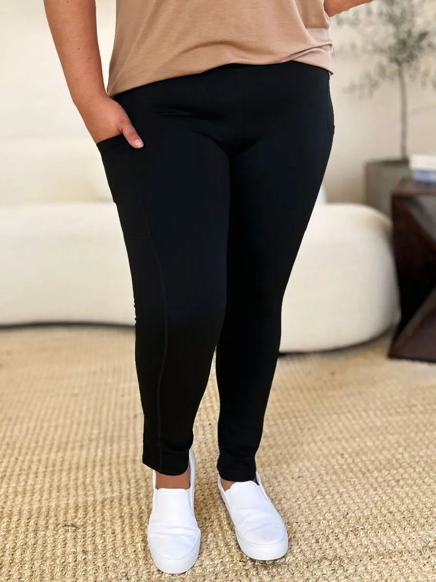 Wide Waistband Sports Leggings - Sleekdenim.com