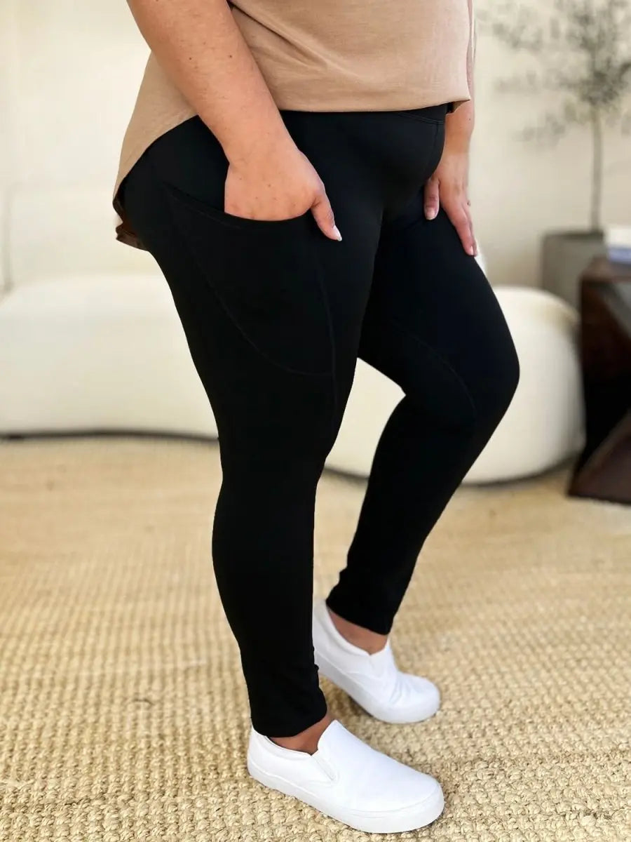 Wide Waistband Sports Leggings - Sleekdenim.com