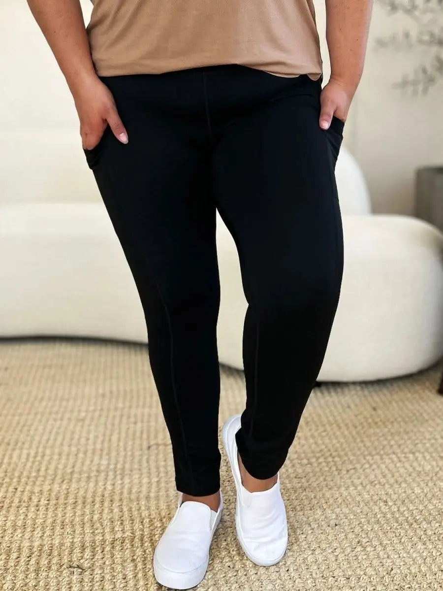 Wide Waistband Sports Leggings - Sleekdenim.com