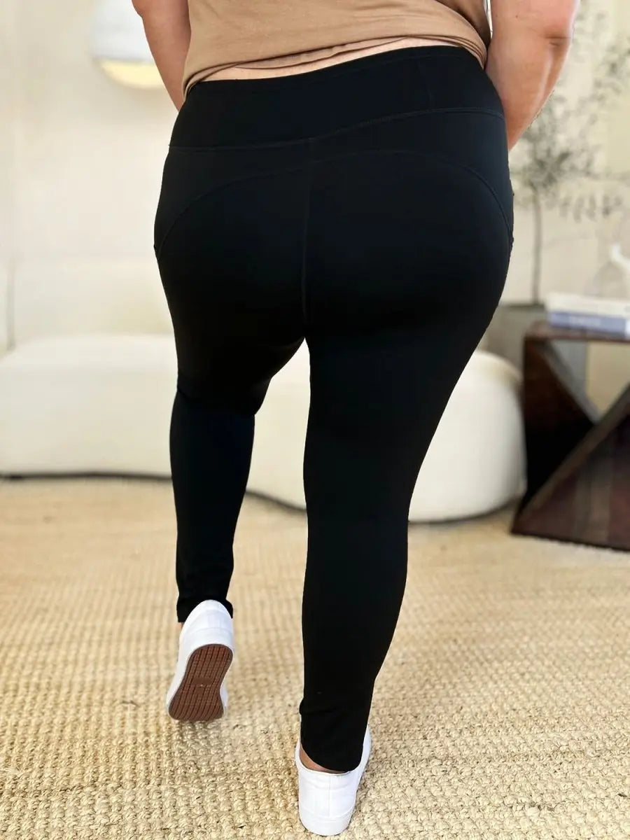 Wide Waistband Sports Leggings - Sleekdenim.com