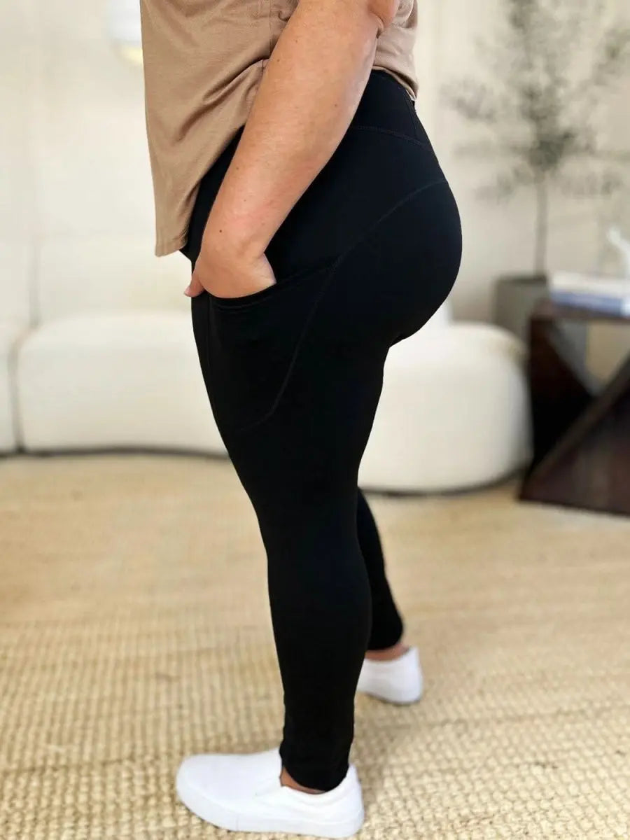 Wide Waistband Sports Leggings - Sleekdenim.com