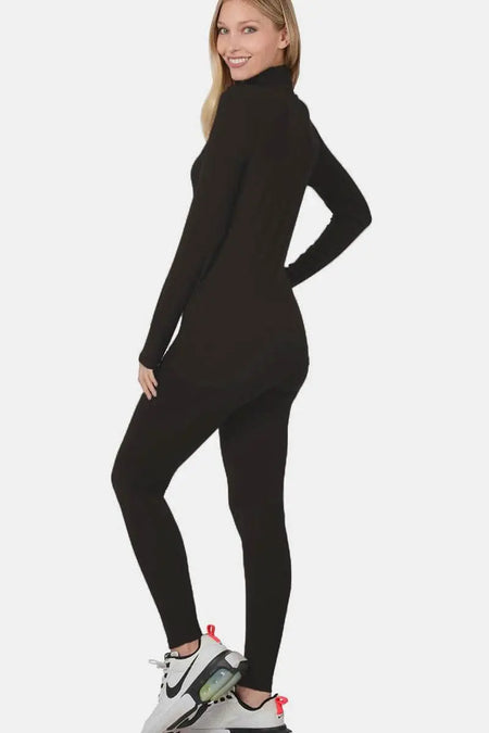 Zenana Full Size Turtleneck Top and Leggings Lounge Set - Sleekdenim.com