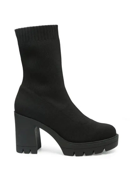 Zinnia Knitted Block Heeled Boots - Sleekdenim.com