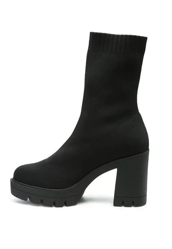 Zinnia Knitted Block Heeled Boots - Sleekdenim.com