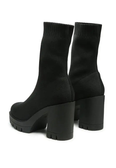 Zinnia Knitted Block Heeled Boots - Sleekdenim.com