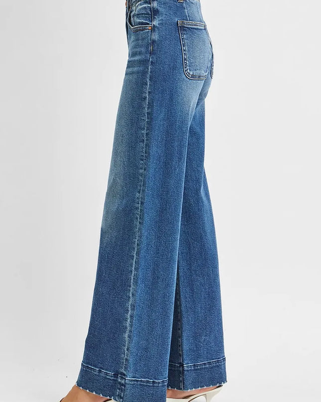 RISEN Full Size High Rise Ankle Wide Seam Detailed Jeans Plus Size - Sleekdenim.com