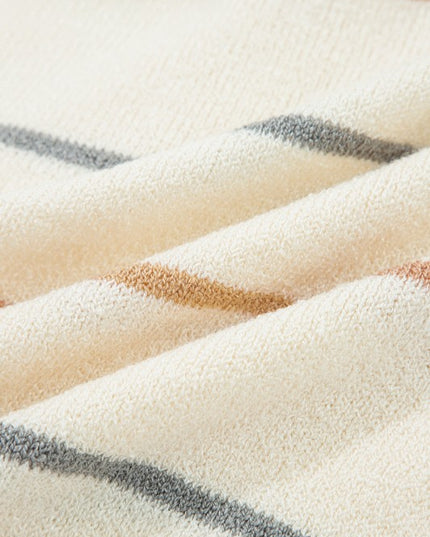 Stripe Buttoned V-Neck Cardigan Sweater - Sleekdenim.com