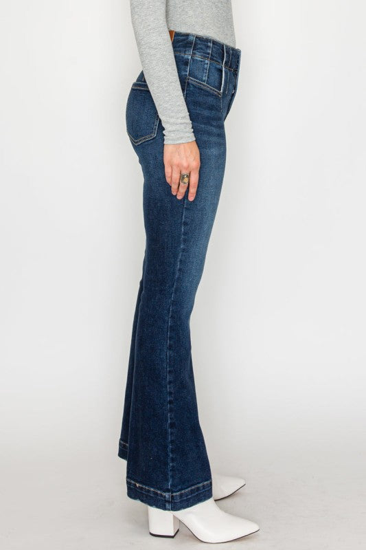 Women's High Rise Flare Jeans - Tummy Control - Sleekdenim.com