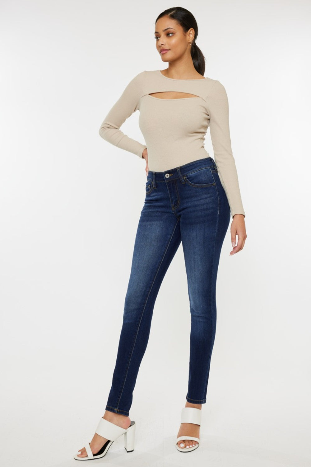 Kancan Mid Rise Gradient Skinny Jeans - Sleekdenim.com