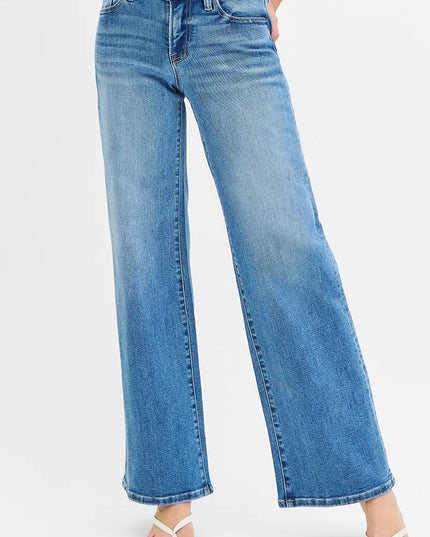 RISEN Full Size Low Rise Wide Leg Jeans Plus Size - Sleekdenim.com