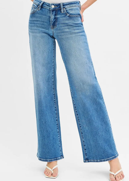 RISEN Full Size Low Rise Wide Leg Jeans Plus Size - Sleekdenim.com