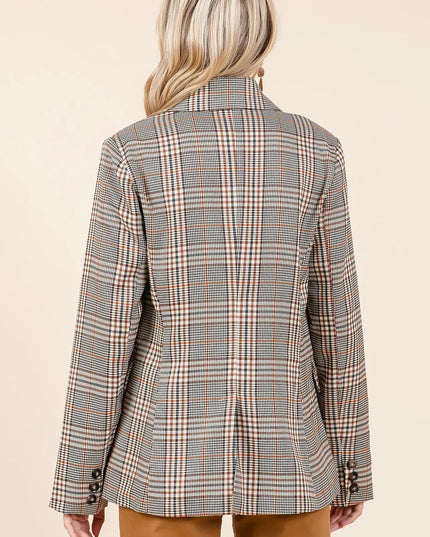 Mittoshop Plaid Double Breasted Relaxed Fit Blazer - Sleekdenim.com