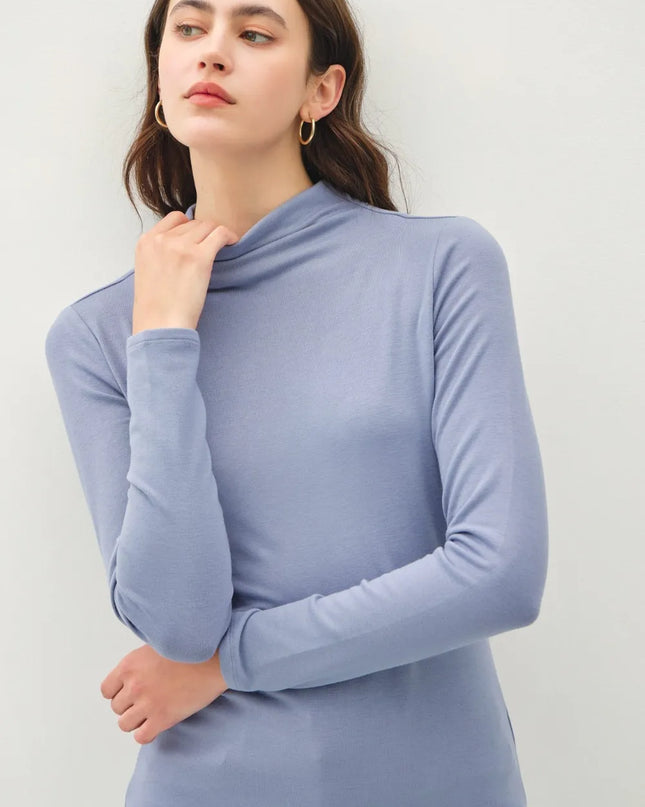 Be Cool Mock Neck Long Sleeve T-Shirt - Sleekdenim.com