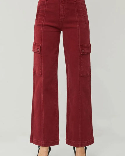 RISEN Full Size High Rise Wide Leg Cargo Jeans - Sleekdenim.com