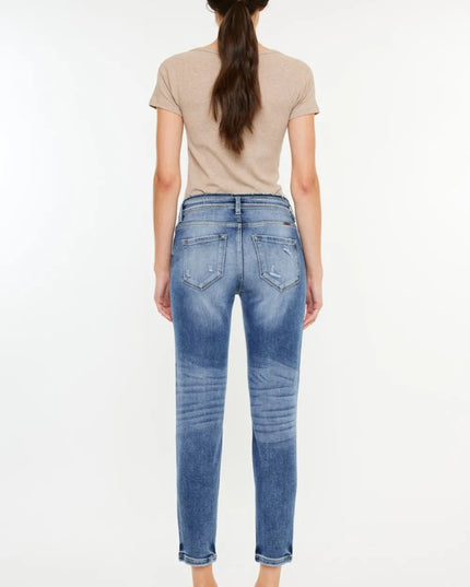 Kancan High Rise Distressed Mom Jeans - Sleekdenim.com