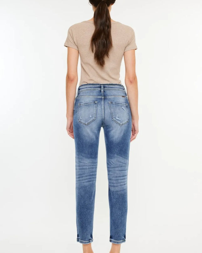 Kancan High Rise Distressed Mom Jeans - Sleekdenim.com