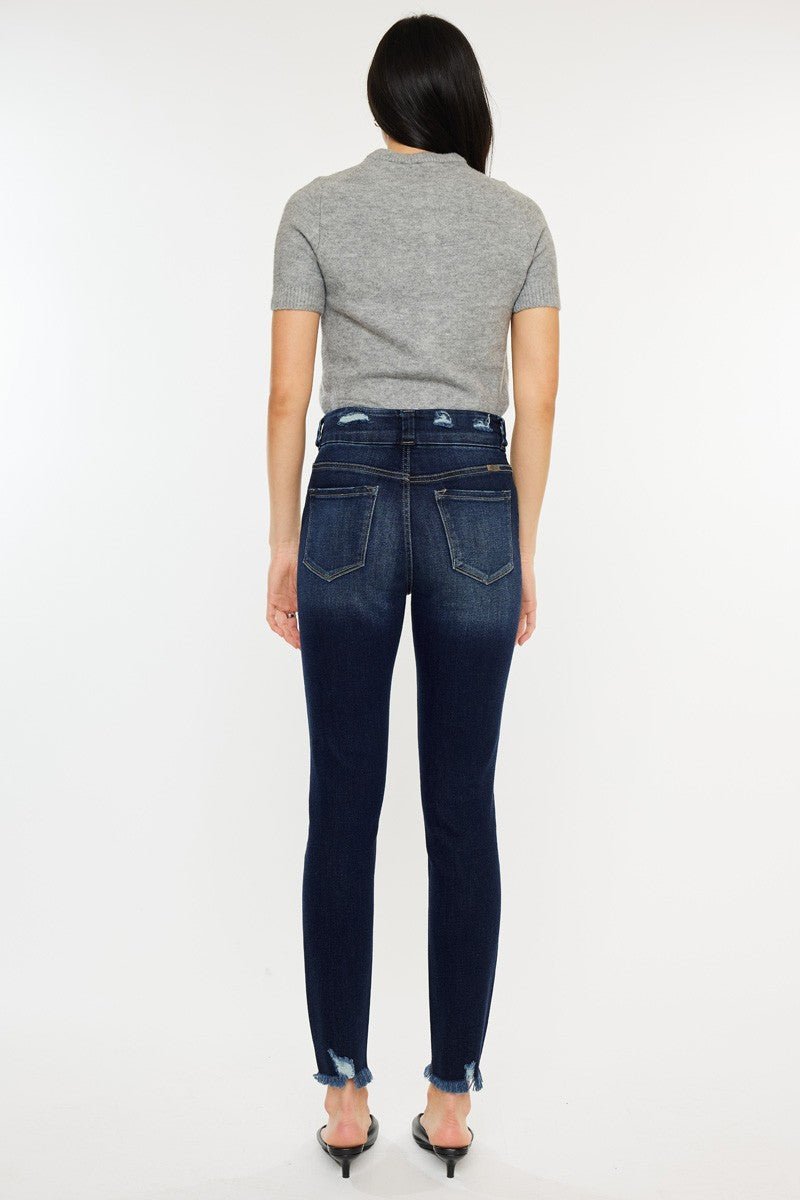 Kancan Full Size Cat's Whiskers Raw Hem High Waist Jeans | Sleekdenim.com