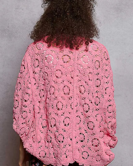 POL Floral Pattern Open Front Cardigan - Sleekdenim.com