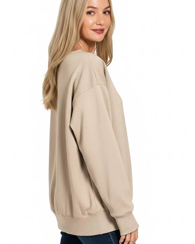 Zenana Fleece Boat Neck Sweatshirt - Sleekdenim.com