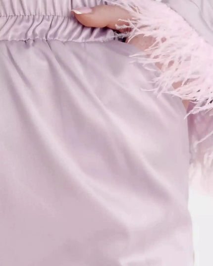 Silky Button Up Top and Pants Lounge Set - Sleekdenim.com