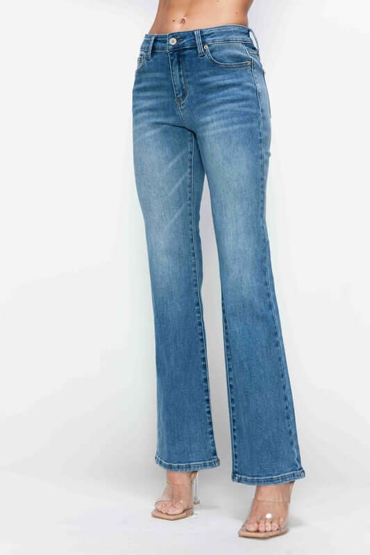 Bytos Full Size Cat's Whiskers Mid Rise Bootcut Jeans