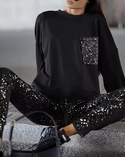 Printed Round Neck Top and Pants Set - Sleekdenim.com