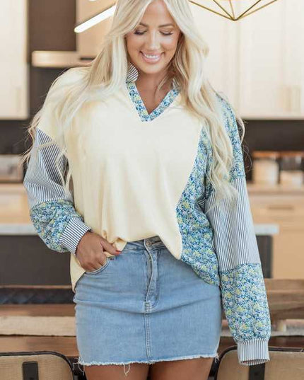 Syllena Collared Boxy Fit Sweatshirt - Sleekdenim.com