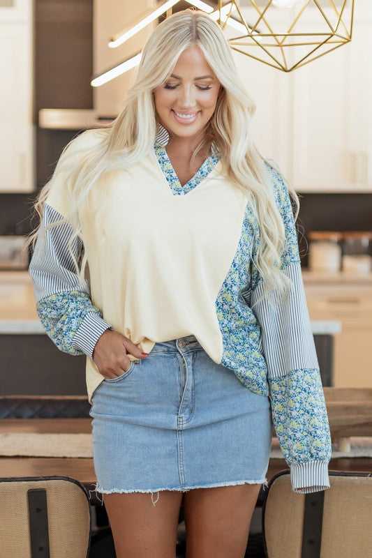 Syllena Collared Boxy Fit Sweatshirt - Sleekdenim.com