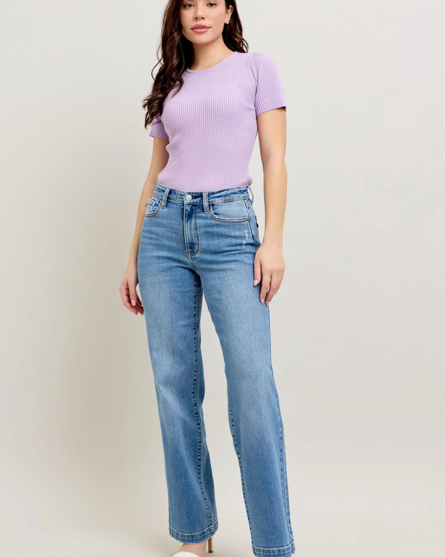 Judy Blue Full Size High Waist Straight Jeans Plus Size - Sleekdenim.com