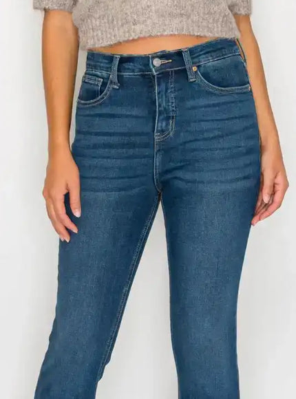AT20004D - TUMMY CONTROL HIGH RISE BOOTCUT JEANS * - Sleekdenim.com