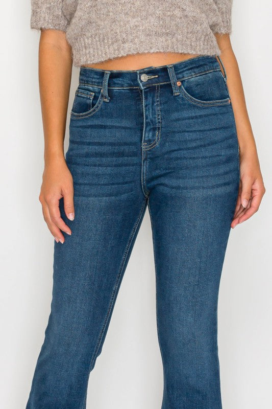 AT20004D - TUMMY CONTROL HIGH RISE BOOTCUT JEANS * - Sleekdenim.com