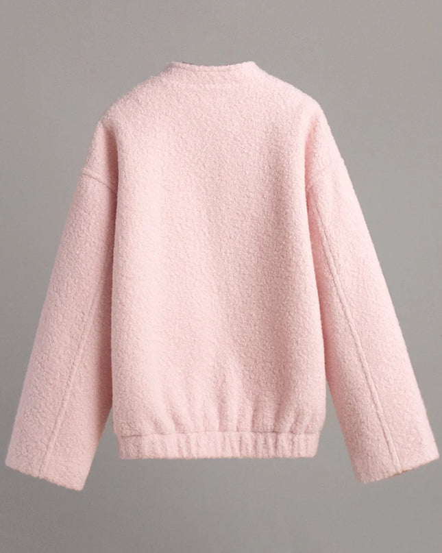 Double Take Plush Mock Neck Snap Down Jacket with Pockets - Sleekdenim.com