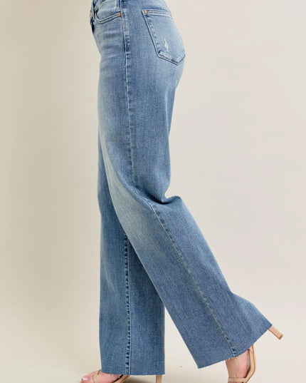 Judy Blue Full Size V - Front Baggy Jeans Plus Size - Sleekdenim.com