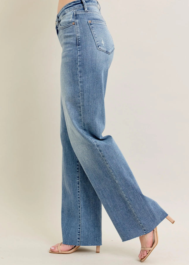 Judy Blue Full Size V - Front Baggy Jeans Plus Size - Sleekdenim.com
