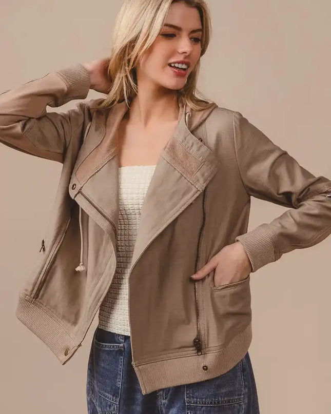 BiBi Textured Woven Rider Jacket - Sleekdenim.com