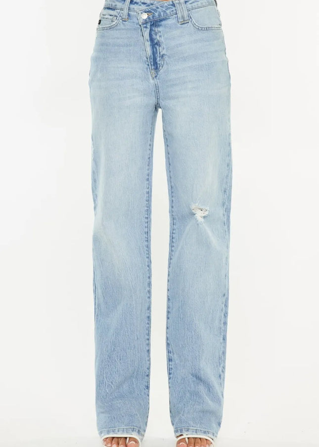Kancan Distressed High Waist Straight Jeans - Sleekdenim.com