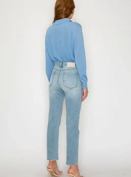 AT1747STL - HIGH RISE SLIM STRAIGHT JEANS - Sleekdenim.com