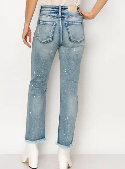 Artemis Vintage AT1050STM High Rise Distressed Straight Jeans - Sleekdenim.com