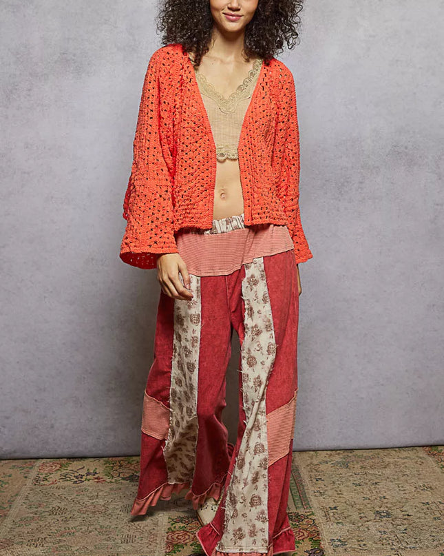 POL Open Front Cardigan with Crochet Patterns - Sleekdenim.com