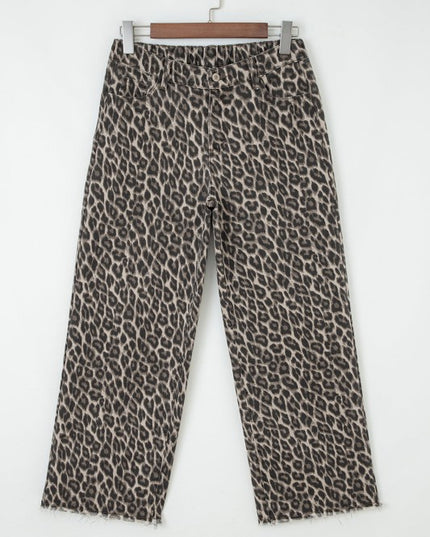 Leopard Denim Straight Leg Jeans - Sleekdenim.com