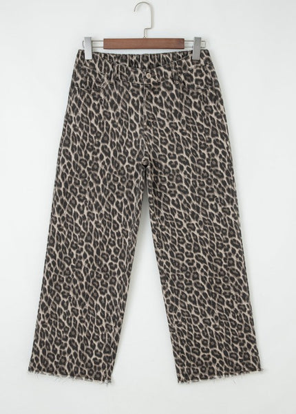 Leopard Denim Straight Leg Jeans - Sleekdenim.com