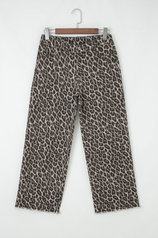 Leopard Denim Straight Leg Jeans - Sleekdenim.com
