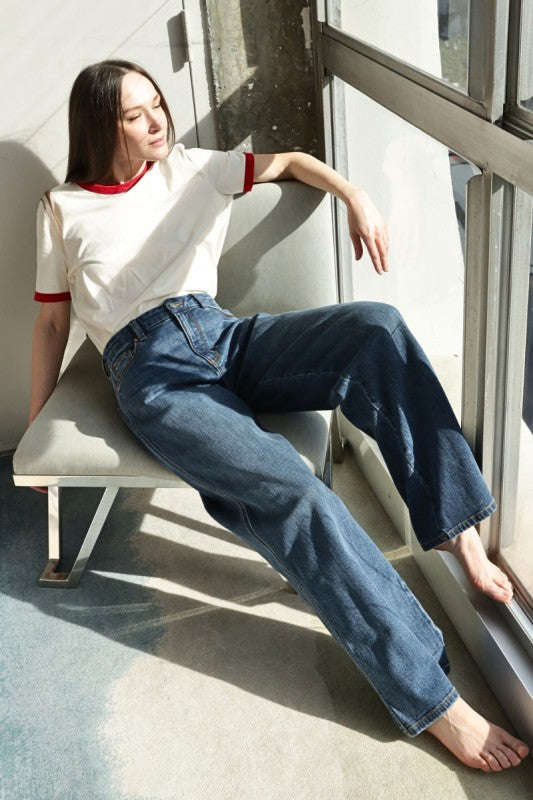 AT2068PZM - RELAXED HIGH RISE PALAZZO JEANS - Sleekdenim.com