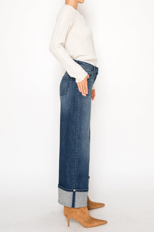 AT2110WDD TUMMY CONTROL HIGH RISE A-WIDE JEANS - Sleekdenim.com