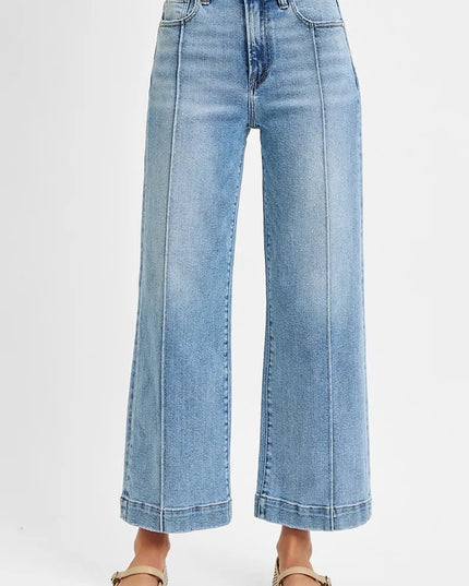 RISEN Full Size High Rise Crop Wide Leg Jeans Plus Size - Sleekdenim.com