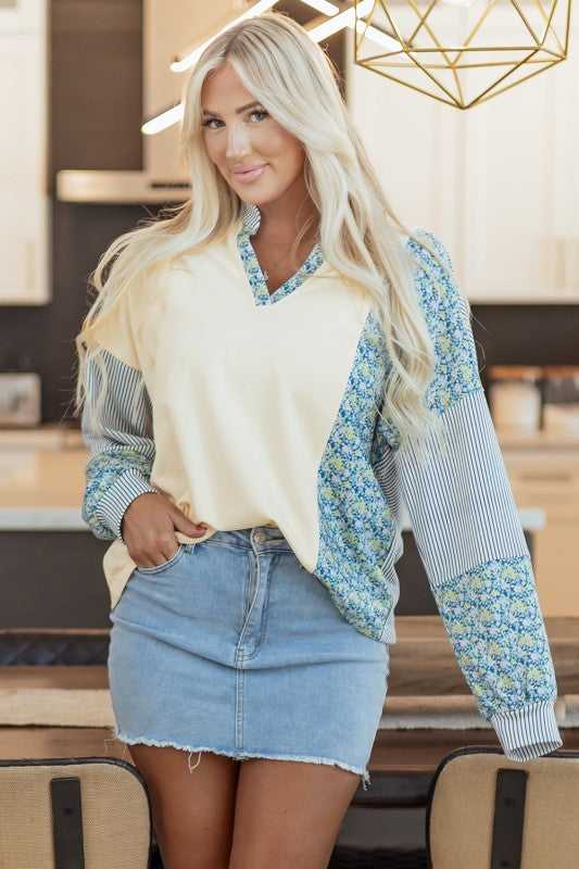 Syllena Collared Boxy Fit Sweatshirt - Sleekdenim.com