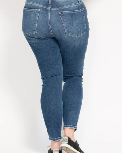 Judy Blue Full Size High Rise Button Fly Skinny Jeans Plus Size - Sleekdenim.com