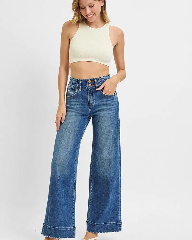 RISEN Full Size High Rise Ankle Wide Seam Detailed Jeans Plus Size - Sleekdenim.com