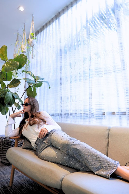 AT2072BTM Jewel Embellished Bootcut Jean - Sleekdenim.com